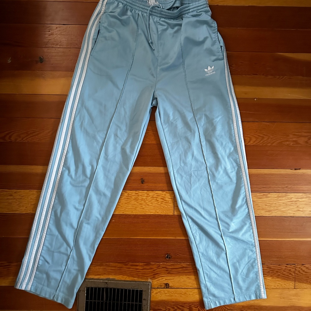 Men's baby blue vintage adidas track pants